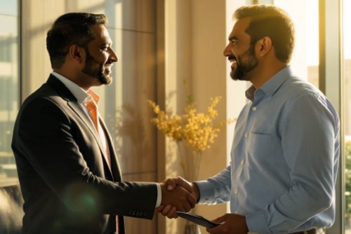 Broker Shaking Hands with Client